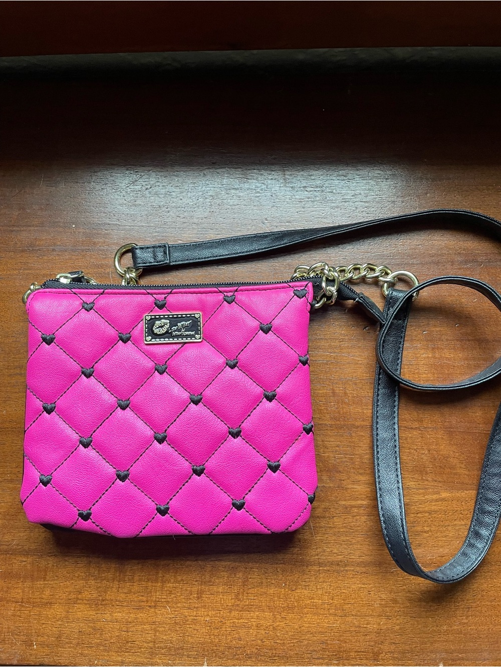 Luv Betsey by Betsey Johnson Pink Quilted Heart Crossbody Bag